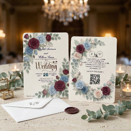 Elegant Rose Modern QR Code Wedding 招待状