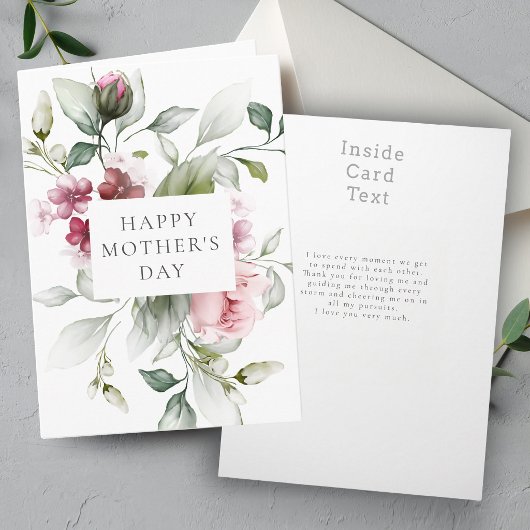 Elegant Rose Pink Floral Mother's Day シーズンカード