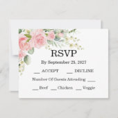 Elegant Rose Pink Wedding 出欠カード (正面)