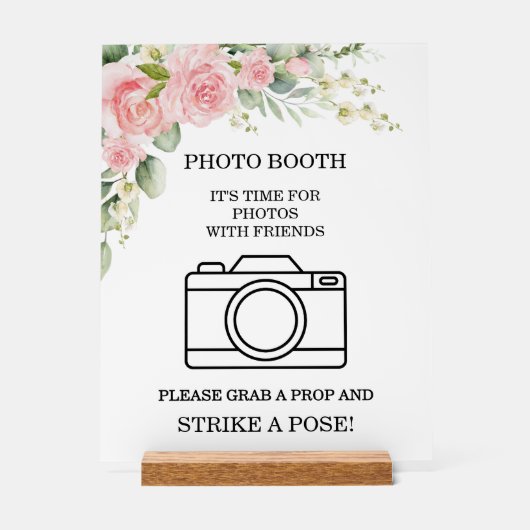 Elegant Rose Pink Wedding Photo Booth  アクリルサイン (正面)