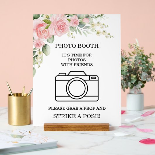 Elegant Rose Pink Wedding Photo Booth  アクリルサイン (ウェディング)