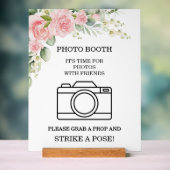 Elegant Rose Pink Wedding Photo Booth  アクリルサイン (ニュートラル)