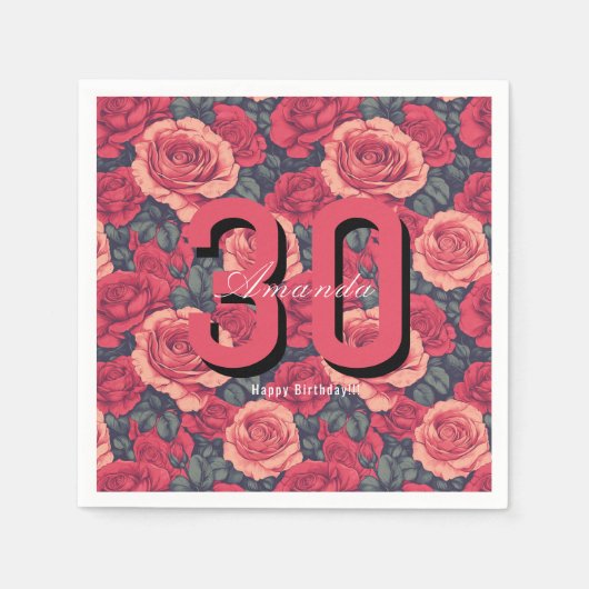 Elegant Rose Themed Birthday Party スタンダードカクテルナプキン (正面)