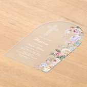 Elegant Roses Arch Baptism アクリル招待状 (レイダウン)
