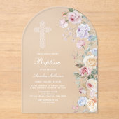 Elegant Roses Arch Baptism アクリル招待状 (正面)