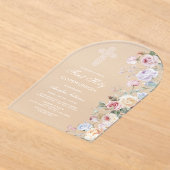 Elegant Roses Arch First Communion アクリル招待状 (レイダウン)