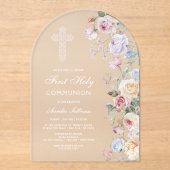 Elegant Roses Arch First Communion アクリル招待状 (正面)