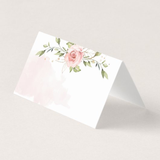 Elegant roses blush pink baby shower Place cards (正面)