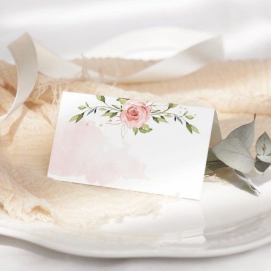 Elegant roses blush pink baby shower Place cards