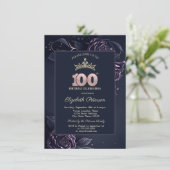 Elegant Roses Dark Gothic 100th Birthday 招待状 (スタンド正面)