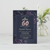 Elegant Roses Dark Gothic 60th Birthday 招待状 (スタンド正面)