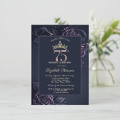 Elegant Roses Dark Gothic 75th Birthday 招待状 (スタンド正面)