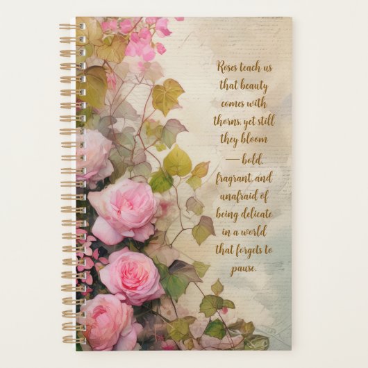 Elegant Roses Floral Planner – Romantic Botanical プランナー手帳 (正面)