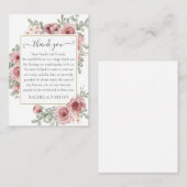 Elegant Roses Floral Wedding Thank You プレイスカード (正面/裏面)