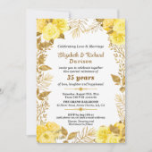 Elegant Roses Gold Floral 35th Wedding Anniversary 招待状 (正面)