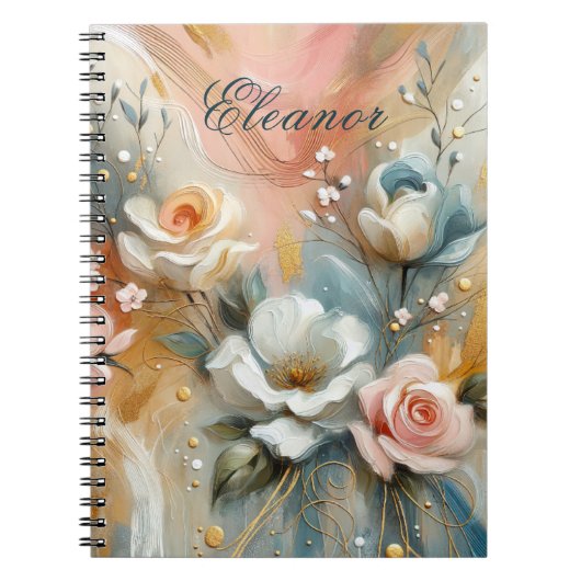 Elegant Roses in pale hues Personalized ノートブック (正面)