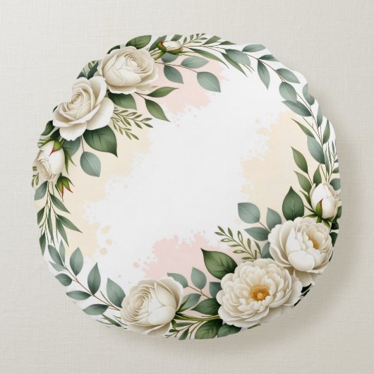 Elegant Round Custom Throw Pillow ラウンドクッション (正面)