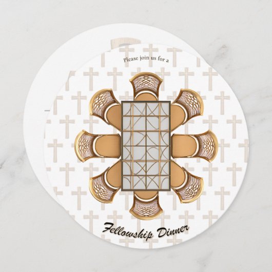 Elegant Round Fellowship Dinner Invitation 招待状 (正面/裏面)