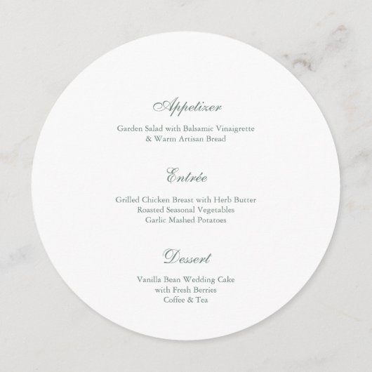 Elegant Round Ivory Wedding Menu  メニュー (裏面)