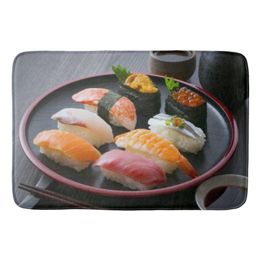 Elegant Round Sushi Bath Mat – SUSHIMI Collection バスマット (正面)