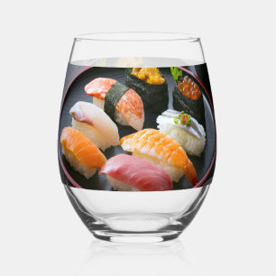 Elegant Round Sushi Wine Glass – SUSHIMI Collectio ステムなしワイングラス