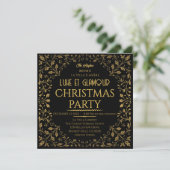 Elegant Royal Black & Gold Christmas Party  招待状 (スタンド正面)