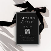 Elegant Royal Black QR Code Wedding RSVP  エンクロージャーカード