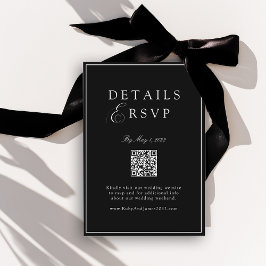 Elegant Royal Black QR Code Wedding RSVP  エンクロージャーカード