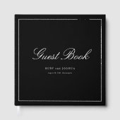 Elegant Royal Black Scripted Font Wedding ゲストブック (正面)