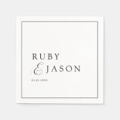 Elegant Royal Black & White Script Wedding スタンダードカクテルナプキン (正面)