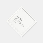 Elegant Royal Black & White Script Wedding スタンダードカクテルナプキン (角)