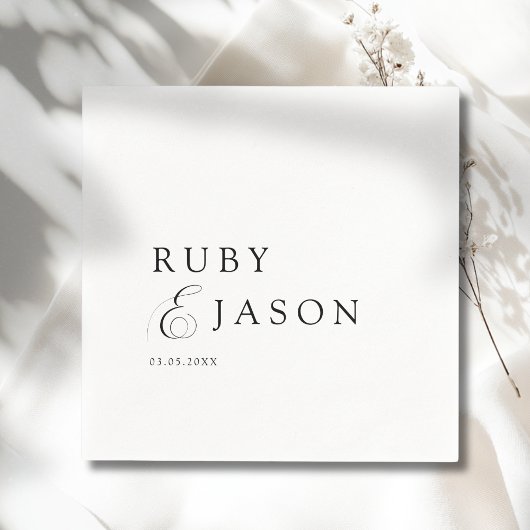 Elegant Royal Black & White Script Wedding スタンダードカクテルナプキン