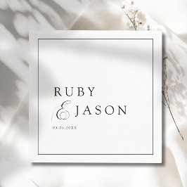 Elegant Royal Black & White Script Wedding スタンダードカクテルナプキン