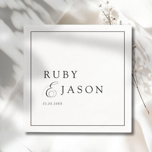 Elegant Royal Black & White Script Wedding スタンダードカクテルナプキン