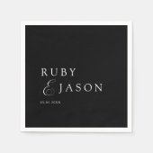 Elegant Royal Black & White Script Wedding スタンダードカクテルナプキン (正面)