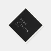 Elegant Royal Black & White Script Wedding スタンダードカクテルナプキン (角)