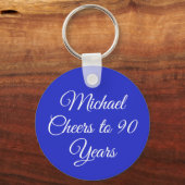 Elegant Royal Blue 90th Birthday Keychain キーホルダー (裏面)