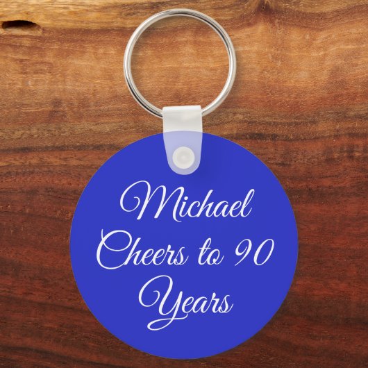 Elegant Royal Blue 90th Birthday Keychain キーホルダー (正面)