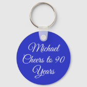 Elegant Royal Blue 90th Birthday Keychain キーホルダー (裏面)