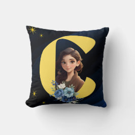 Elegant Royal Blue and Gold Color Birthday Gift クッション