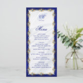 Elegant Royal Blue Floral Monogram Wedding メニュー (スタンド正面)