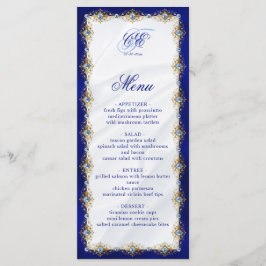 Elegant Royal Blue Floral Monogram Wedding メニュー