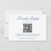Elegant Royal Blue Floral QR Code Wedding RSVP  (正面)