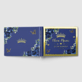 Elegant Royal Blue Floral Quinceanera Sweet 16   ゲストブック (全面)