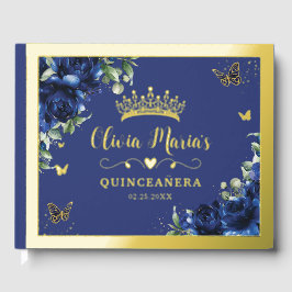 Elegant Royal Blue Floral Quinceanera Sweet 16   ゲストブック