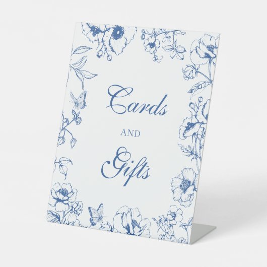 Elegant Royal Blue Floral Wedding Cards Gifts  台座サイン (正面)