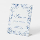 Elegant Royal Blue Floral Wedding Favors 台座サイン (正面)