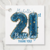 Elegant Royal Blue Gold Gemstone 21st Birthday フェイバータグ (正面)