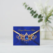 Elegant Royal Blue Gold Jewel Diamonds Gems 名刺 (スタンド正面)