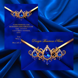 Elegant Royal Blue Gold Jewel Diamonds Gems 名刺